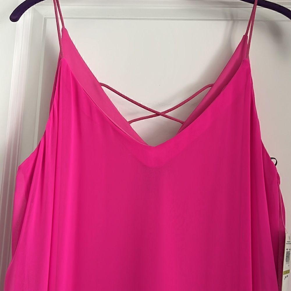 Muse Fuscia Hot Pink Maxi Slip Dress Spaghetti Straps Lined Bodice SZ 14 - Picture 8 of 13
